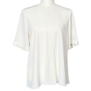 CO Essentials Ivory Short Sleeve Women’s Blouse Size XS NWT